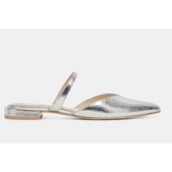 Dolce Vita Pointed Toe Mule Silver Distressed Leather 8M Flat - Picture 3 of 7